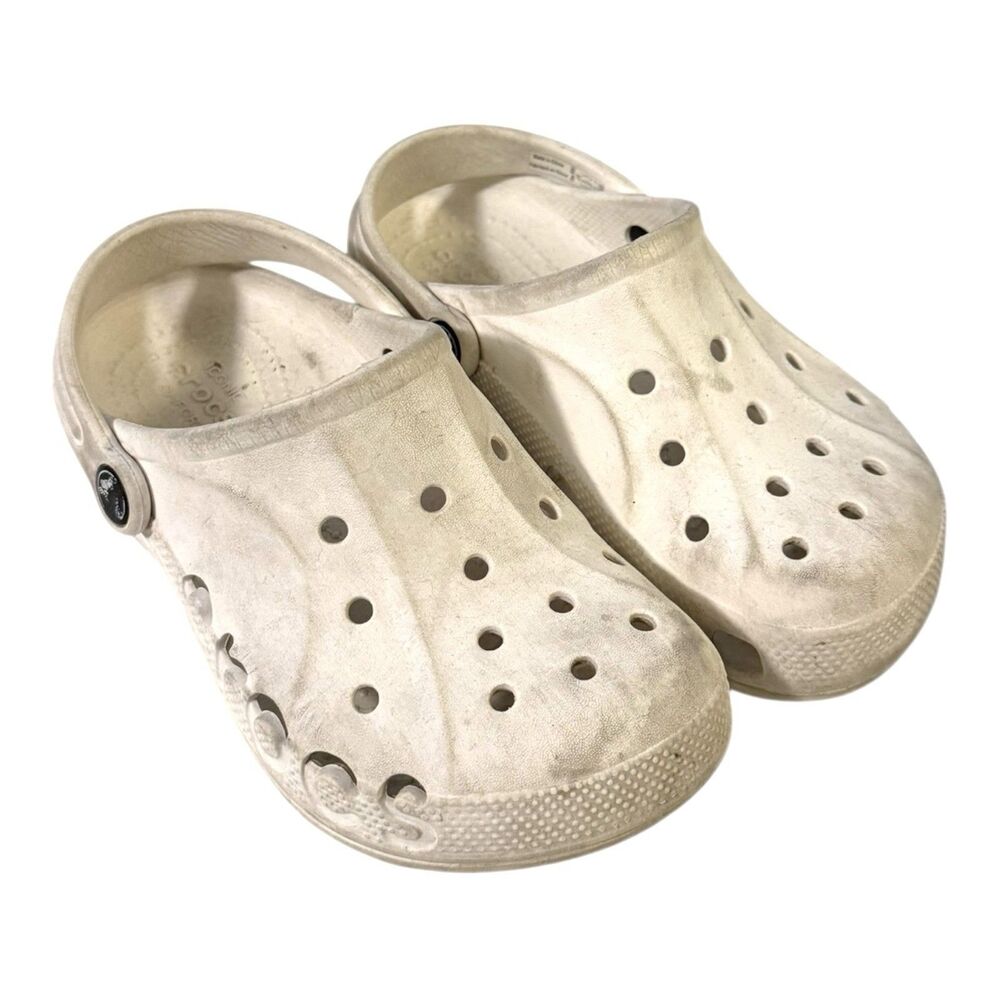 CROCS Baya Clog Slide KIDS White Sz J2 Sandals Water Shoes Waterproof Outdoors